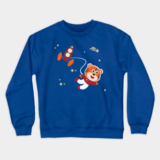 Space tiger or astronaut in a space suit with cartoon style Crewneck Sweatshirt